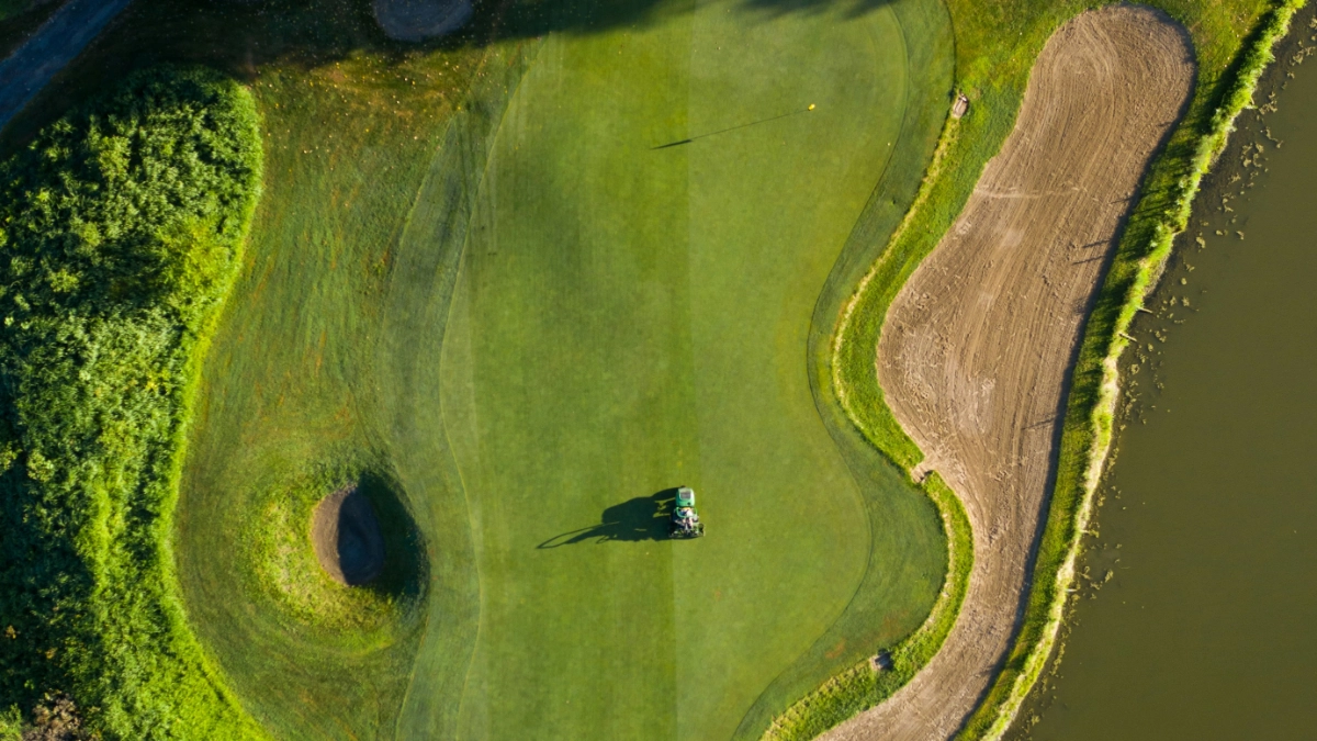 A birdseye view of a golf course